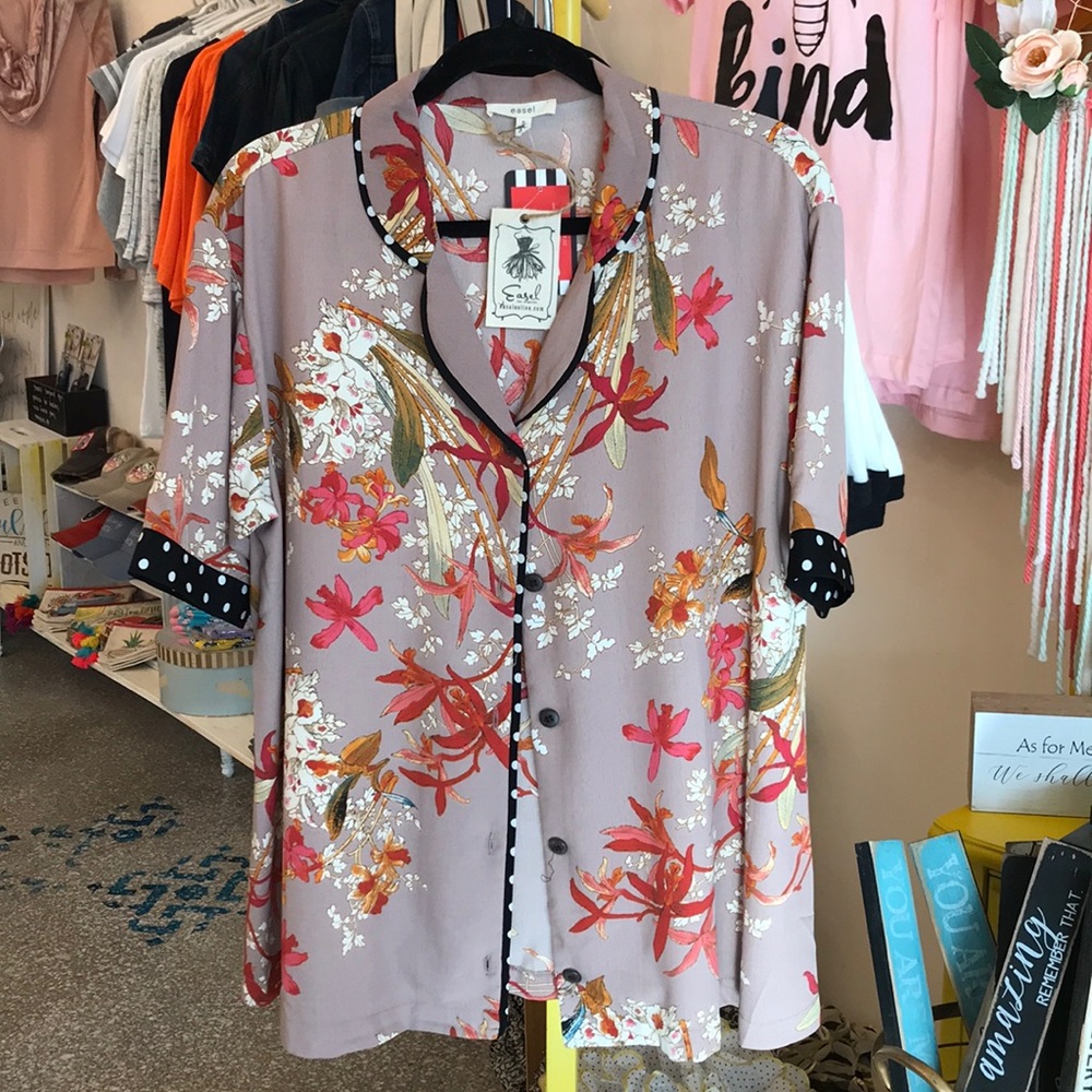 Mauve pajama style Button down